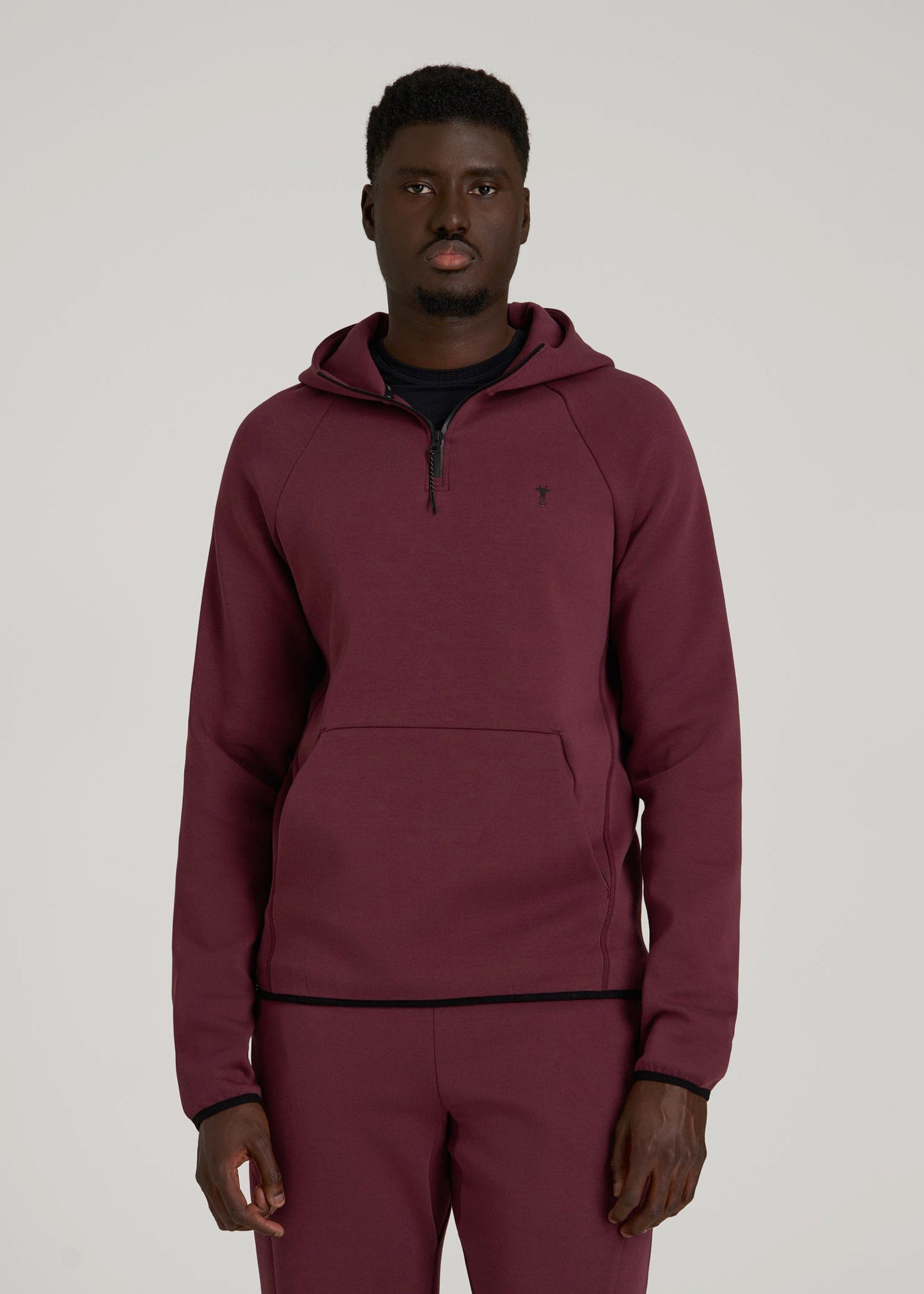American Tall Men Tech Motion Fleece Hooded Popover for Tall Men in Tawny Port