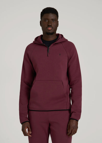 American Tall Men Tech Motion Fleece Hooded Popover for Tall Men in Tawny Port