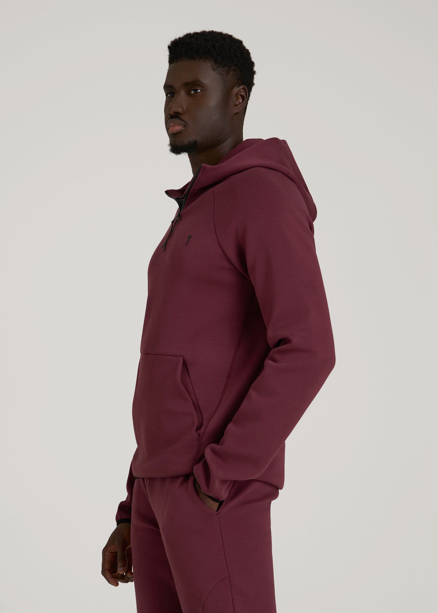American Tall Men Tech Motion Fleece Hooded Popover for Tall Men in Tawny Port