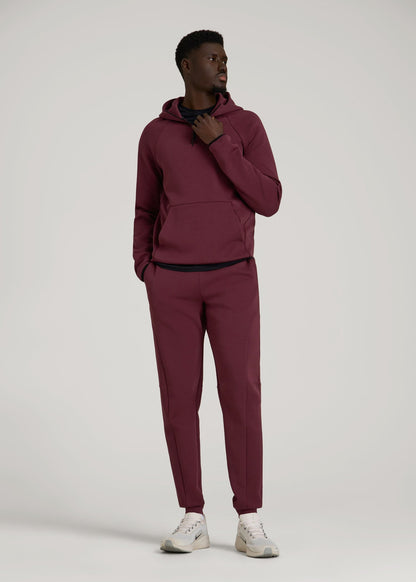 American Tall Men Tech Motion Fleece Hooded Popover for Tall Men in Tawny Port