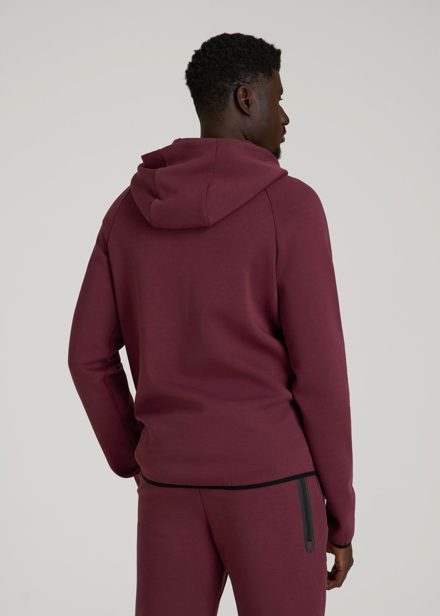 American Tall Men Tech Motion Fleece Hooded Popover for Tall Men in Tawny Port