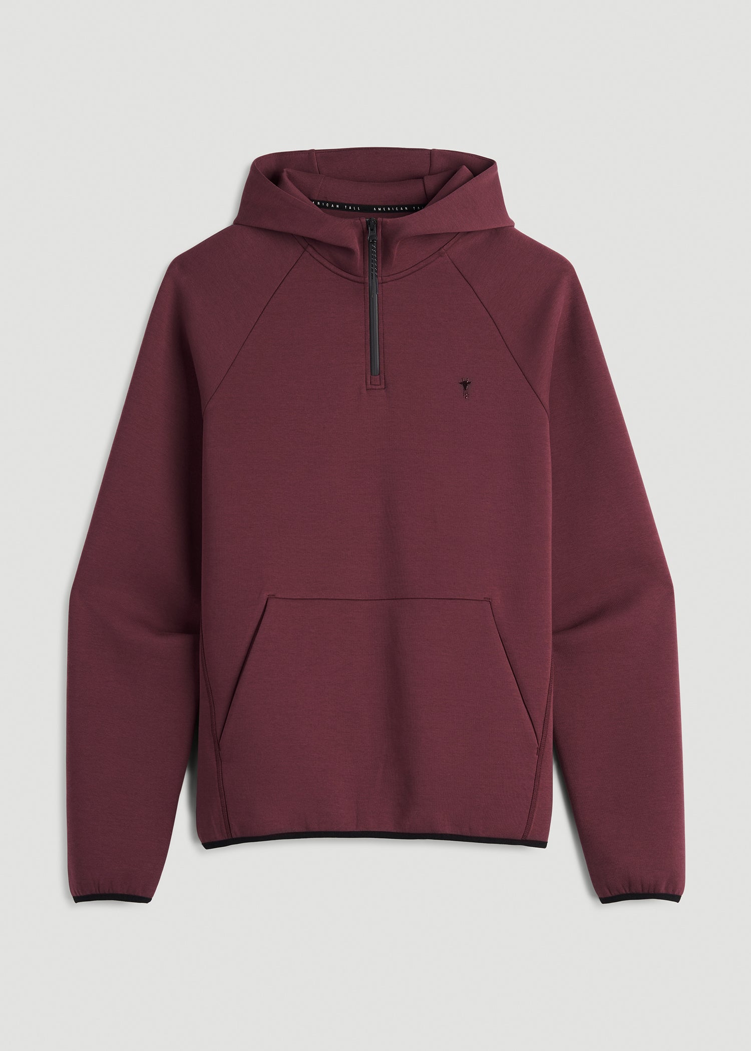American Tall Men Tech Motion Fleece Hooded Popover for Tall Men in Tawny Port