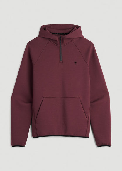 American Tall Men Tech Motion Fleece Hooded Popover for Tall Men in Tawny Port
