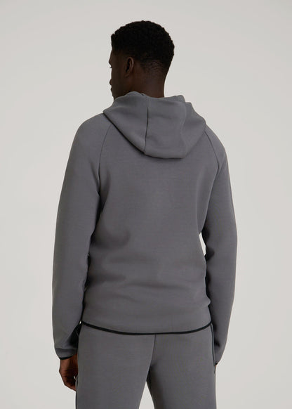 American Tall Men Tech Motion Fleece Hooded Popover for Tall Men in Iron Grey