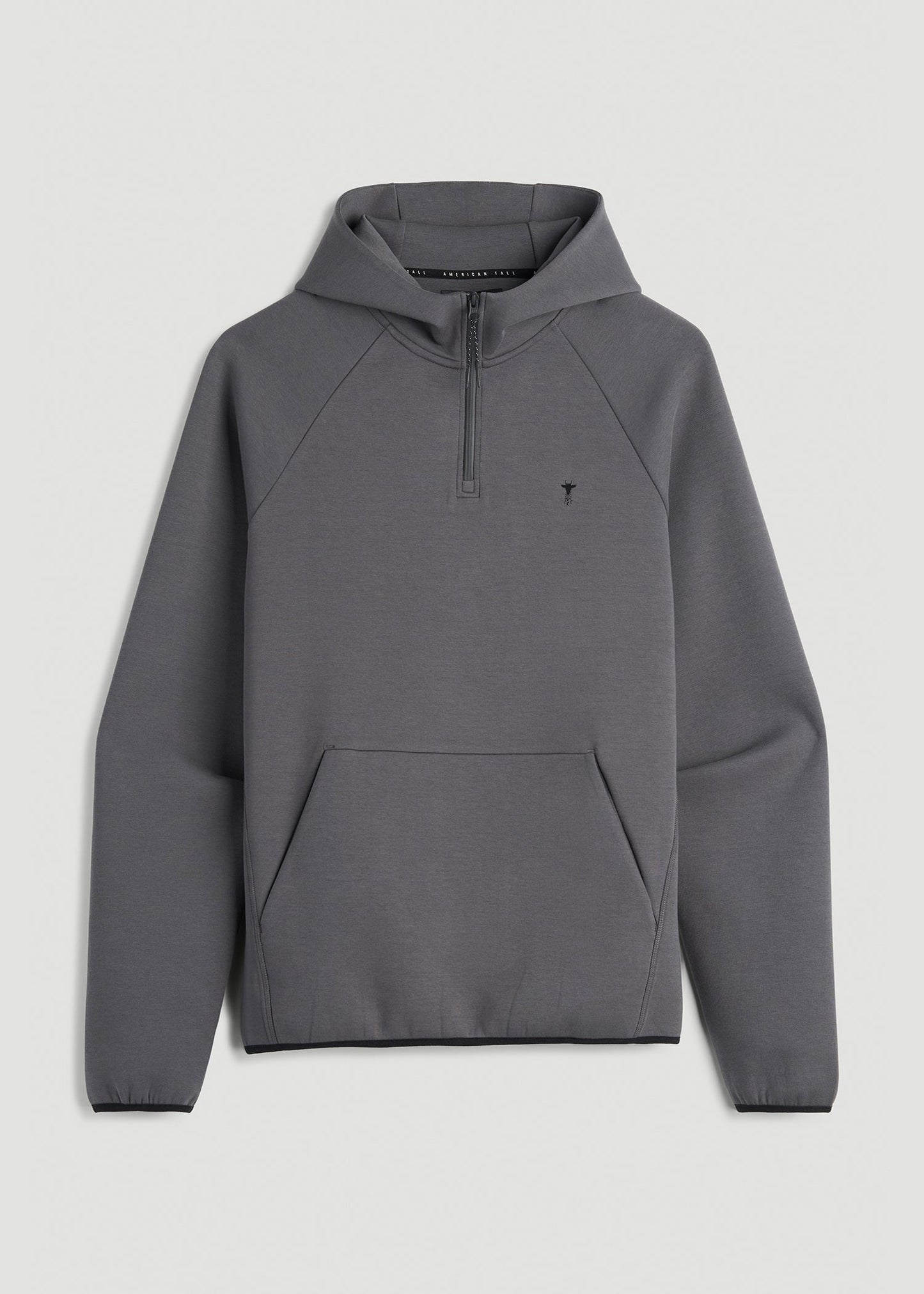 American Tall Men Tech Motion Fleece Hooded Popover for Tall Men in Iron Grey
