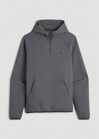 American Tall Men Tech Motion Fleece Hooded Popover for Tall Men in Iron Grey