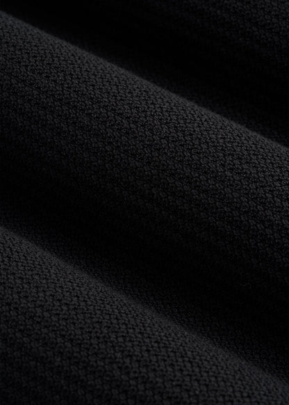 American Tall Men Braided Knit Sweater Polo for Tall Men in Black