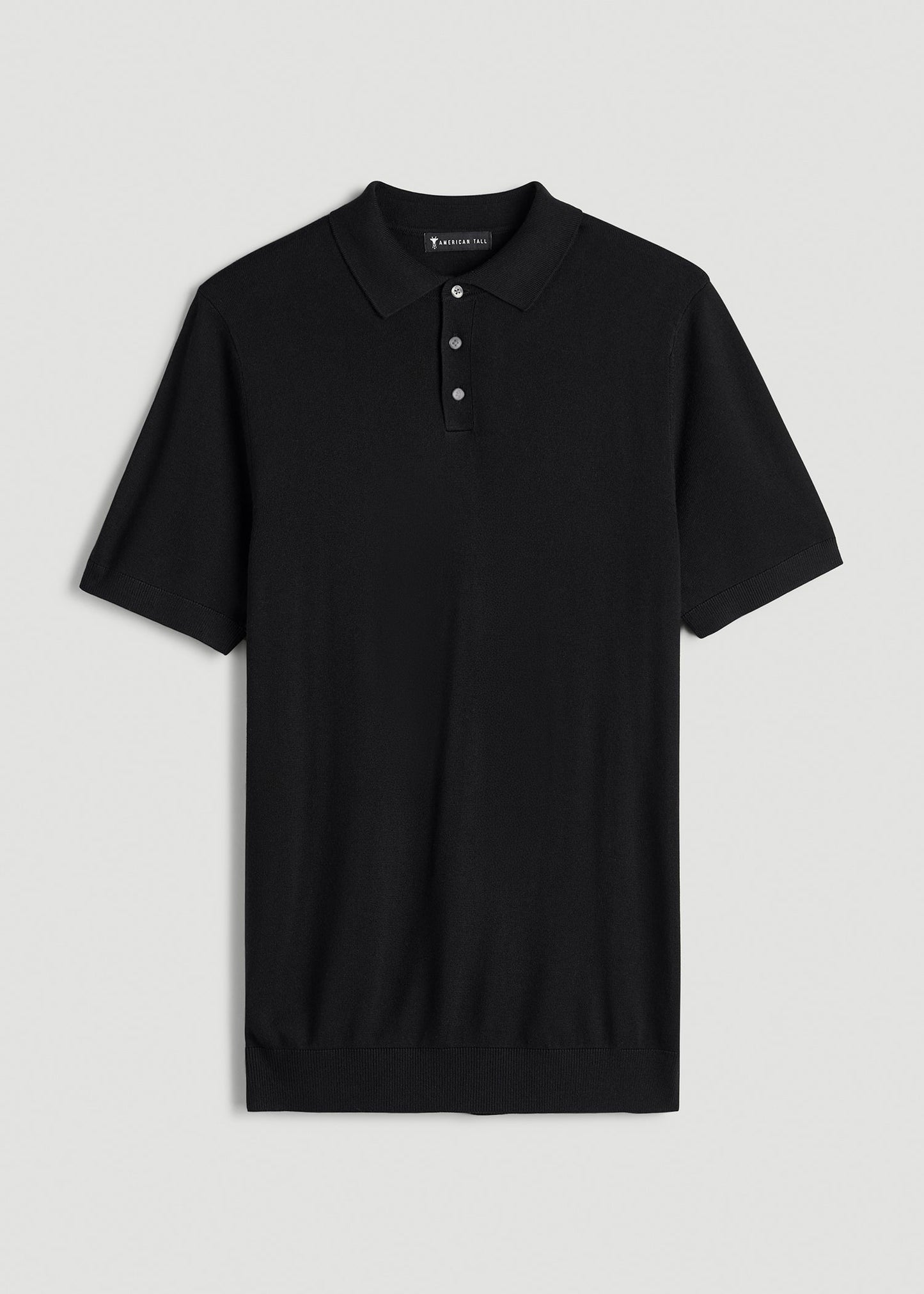 American Tall Men Linen Blend Knit Polo for Tall Men in Black
