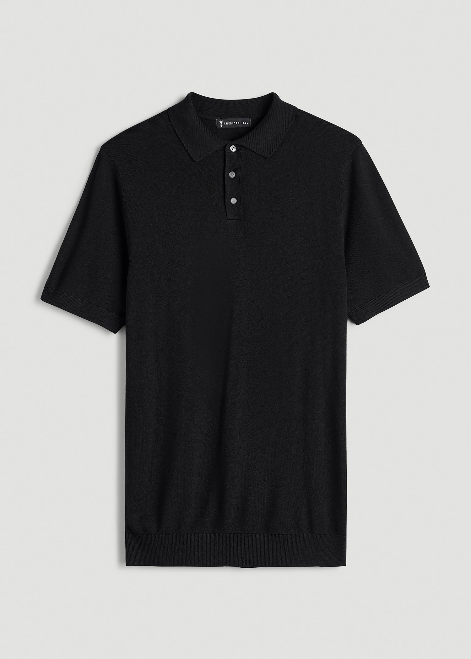 American Tall Men Linen Blend Knit Polo for Tall Men in Black
