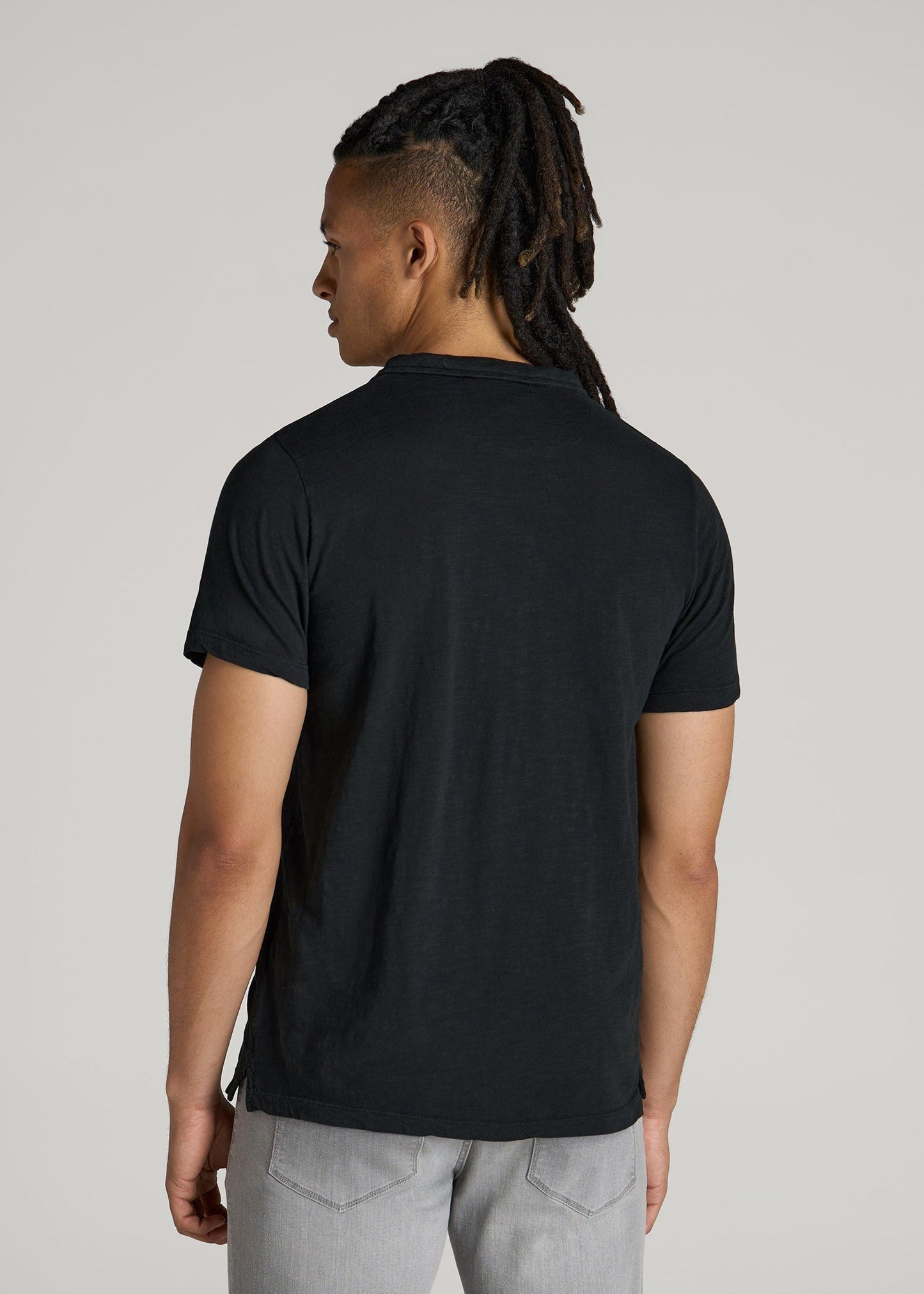 American Tall Men Slub Polo Shirt for Tall Men in Black
