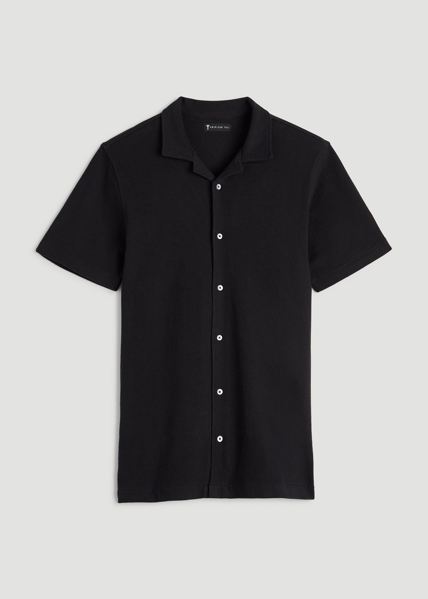 American Tall Men Terry Cotton Polo Cardigan for Tall Men in Black