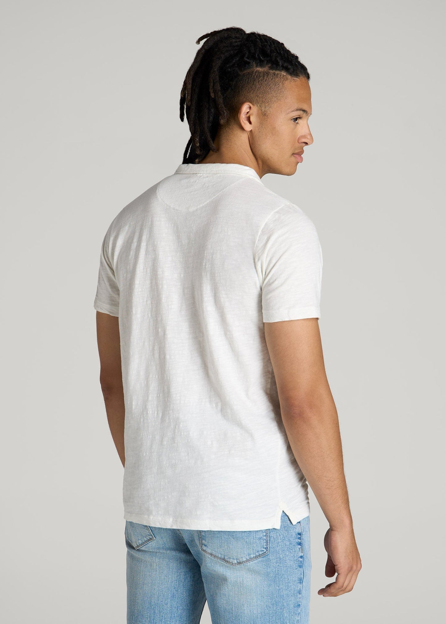 American Tall Men Slub Polo Shirt for Tall Men in Ecru