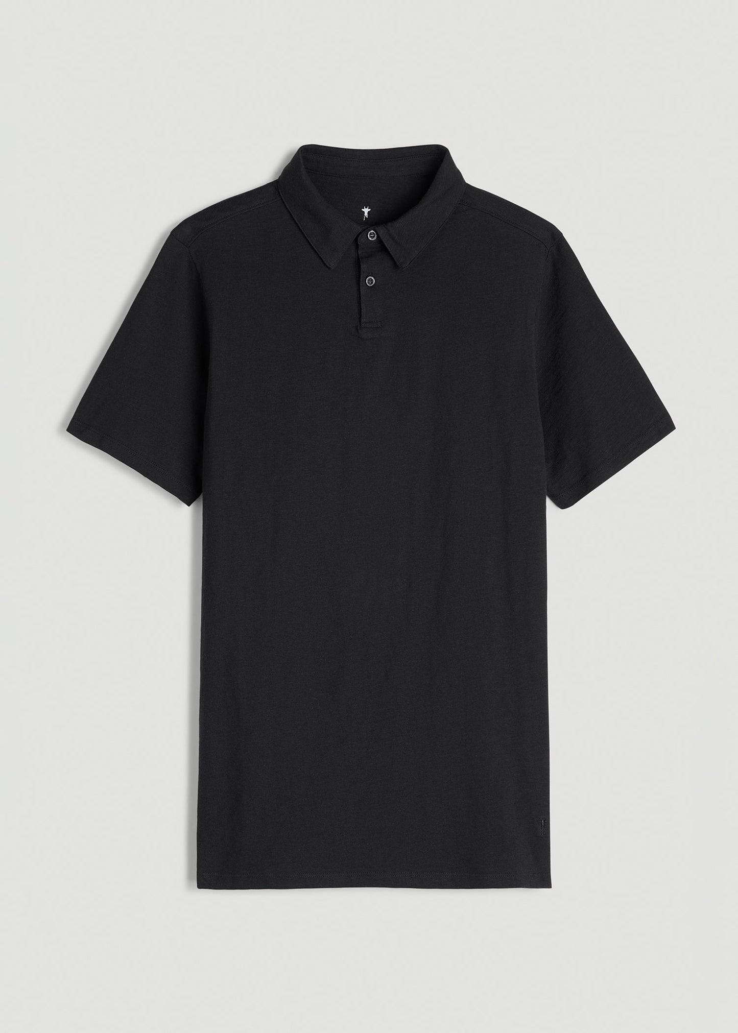 American Tall Men Slub Self Collar Polo Shirt for Tall Men in Black
