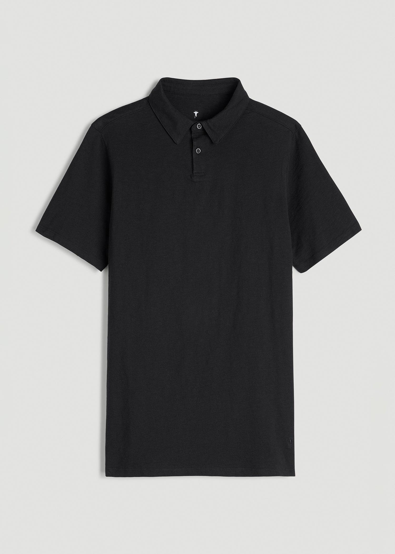 American Tall Men Slub Self Collar Polo Shirt for Tall Men in Black