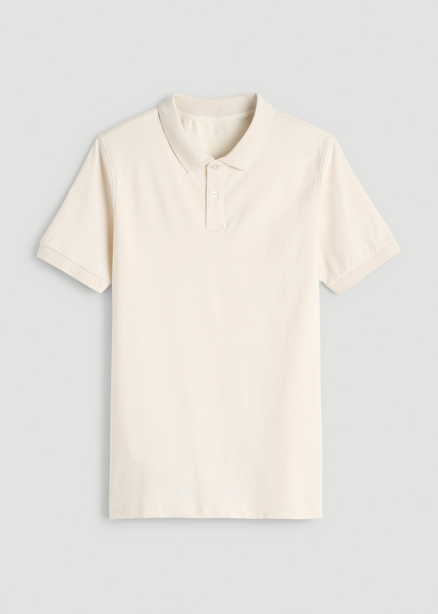 American Tall Men Classic Polo with Embroidered Logo for Tall Men in White Sand