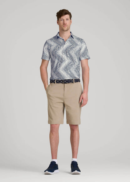 American Tall Men Golf Performance Polo Shirt for Tall Men in Navy Chevron