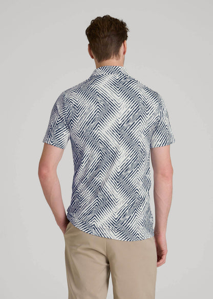 American Tall Men Golf Performance Polo Shirt for Tall Men in Navy Chevron