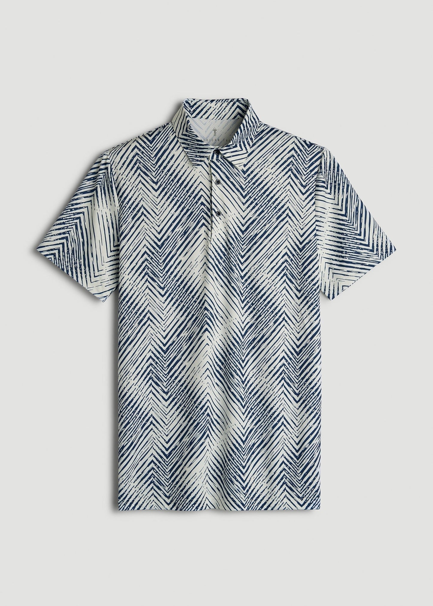 American Tall Men Golf Performance Polo Shirt for Tall Men in Navy Chevron
