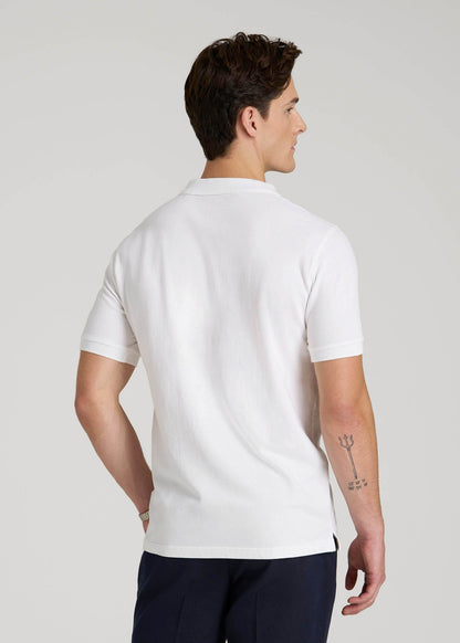 American Tall Men Classic Polo with Embroidered Logo for Tall Men in Bright White