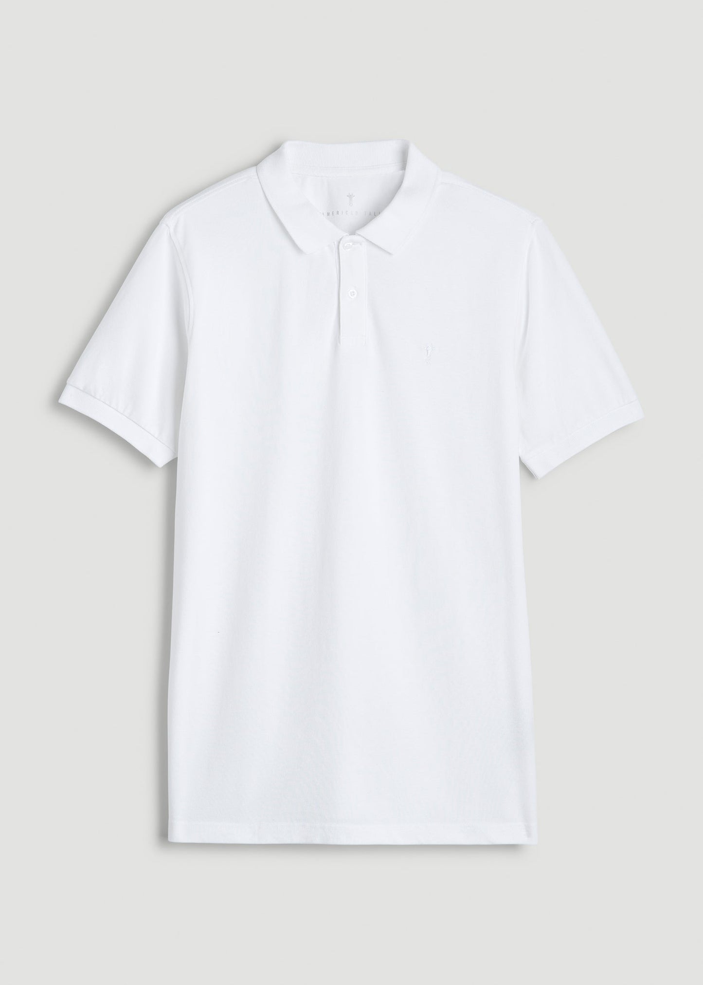 American Tall Men Classic Polo with Embroidered Logo for Tall Men in Bright White