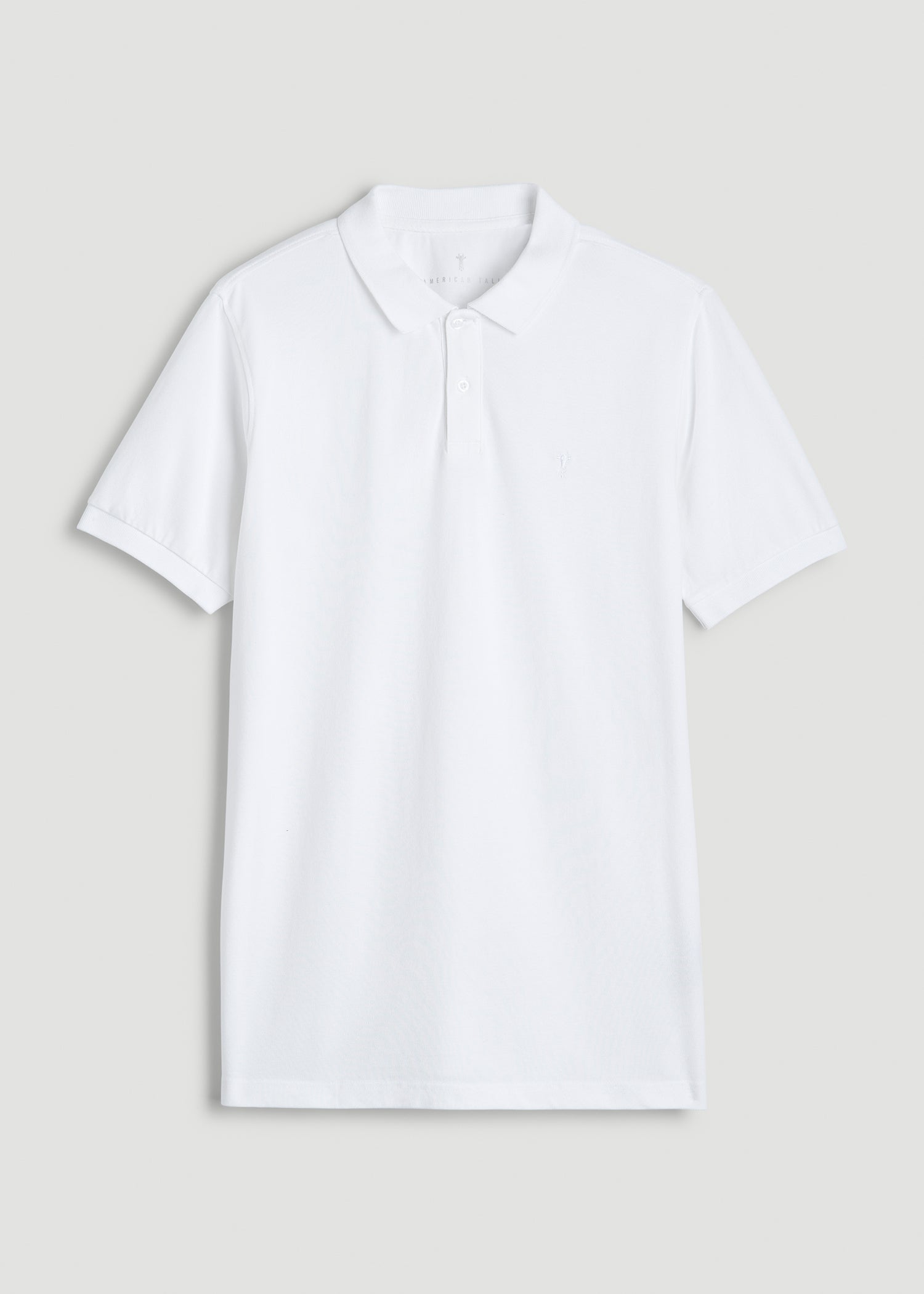 American Tall Men Classic Polo with Embroidered Logo for Tall Men in Bright White