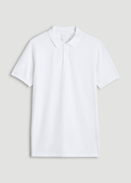 American Tall Men Classic Polo with Embroidered Logo for Tall Men in Bright White