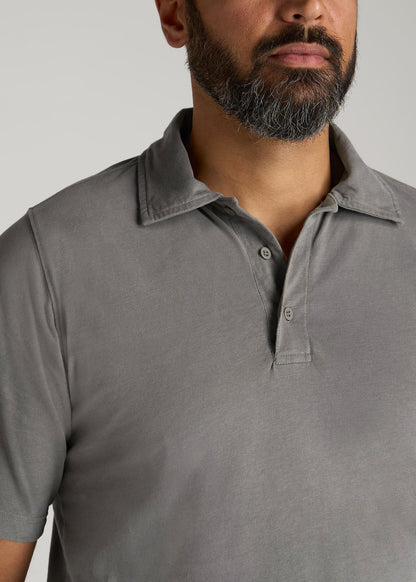 American Tall Men LJ&S Ultra Soft Short Sleeve Cotton Polo for Tall Men in Vintage Pewter