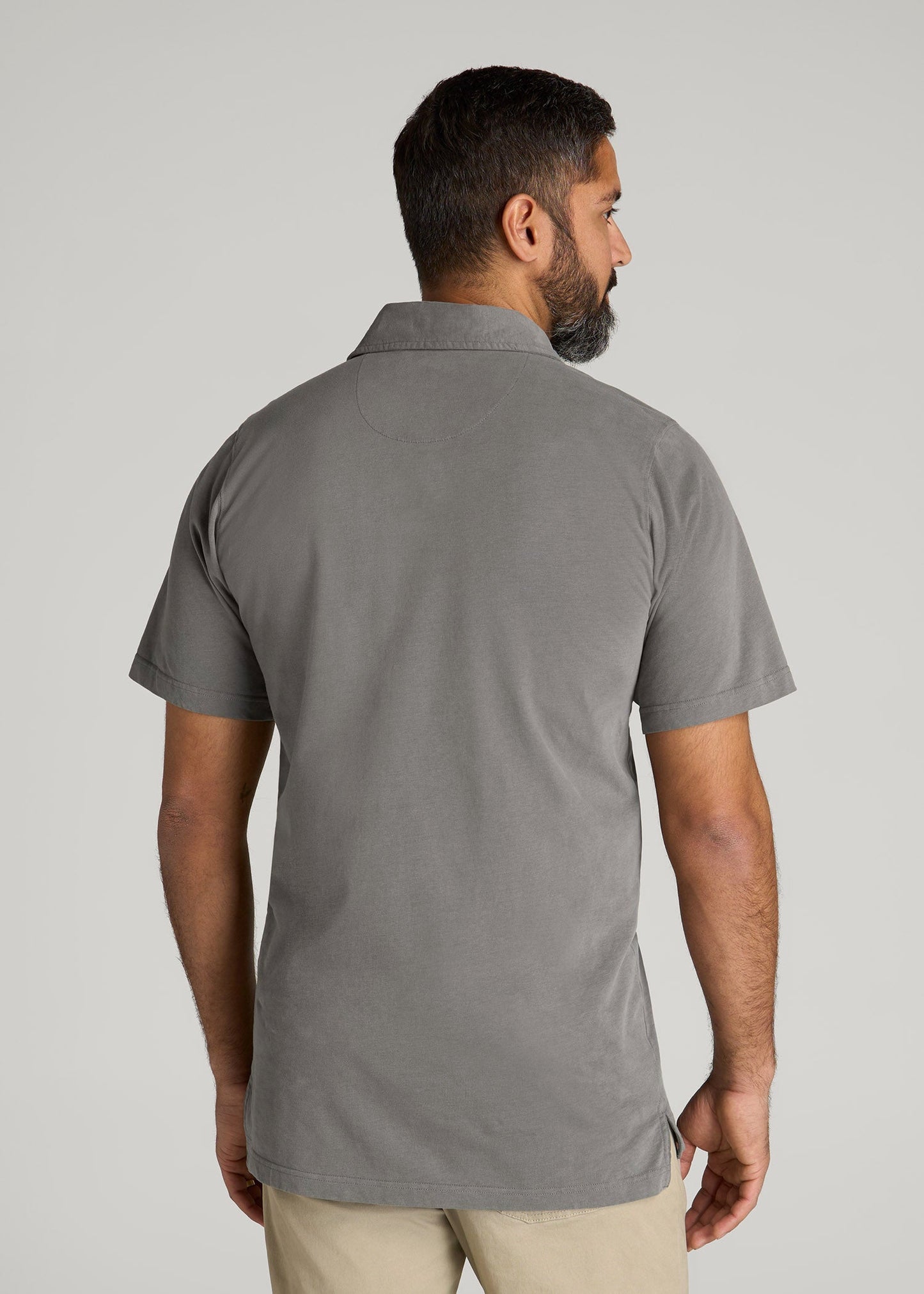 American Tall Men LJ&S Ultra Soft Short Sleeve Cotton Polo for Tall Men in Vintage Pewter