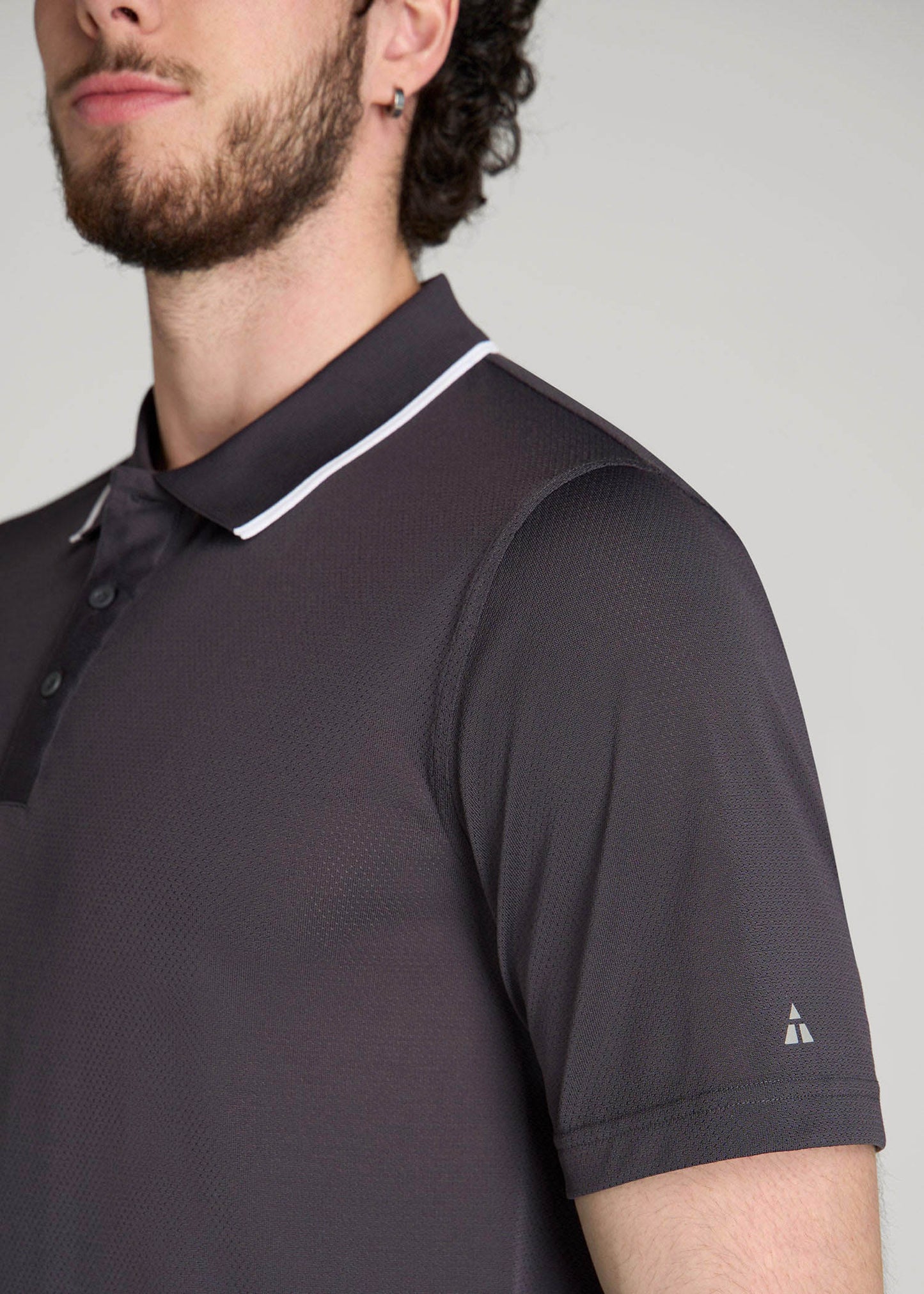 American Tall Men A.T. Performance Tipped Golf Polo for Tall Men in Charcoal