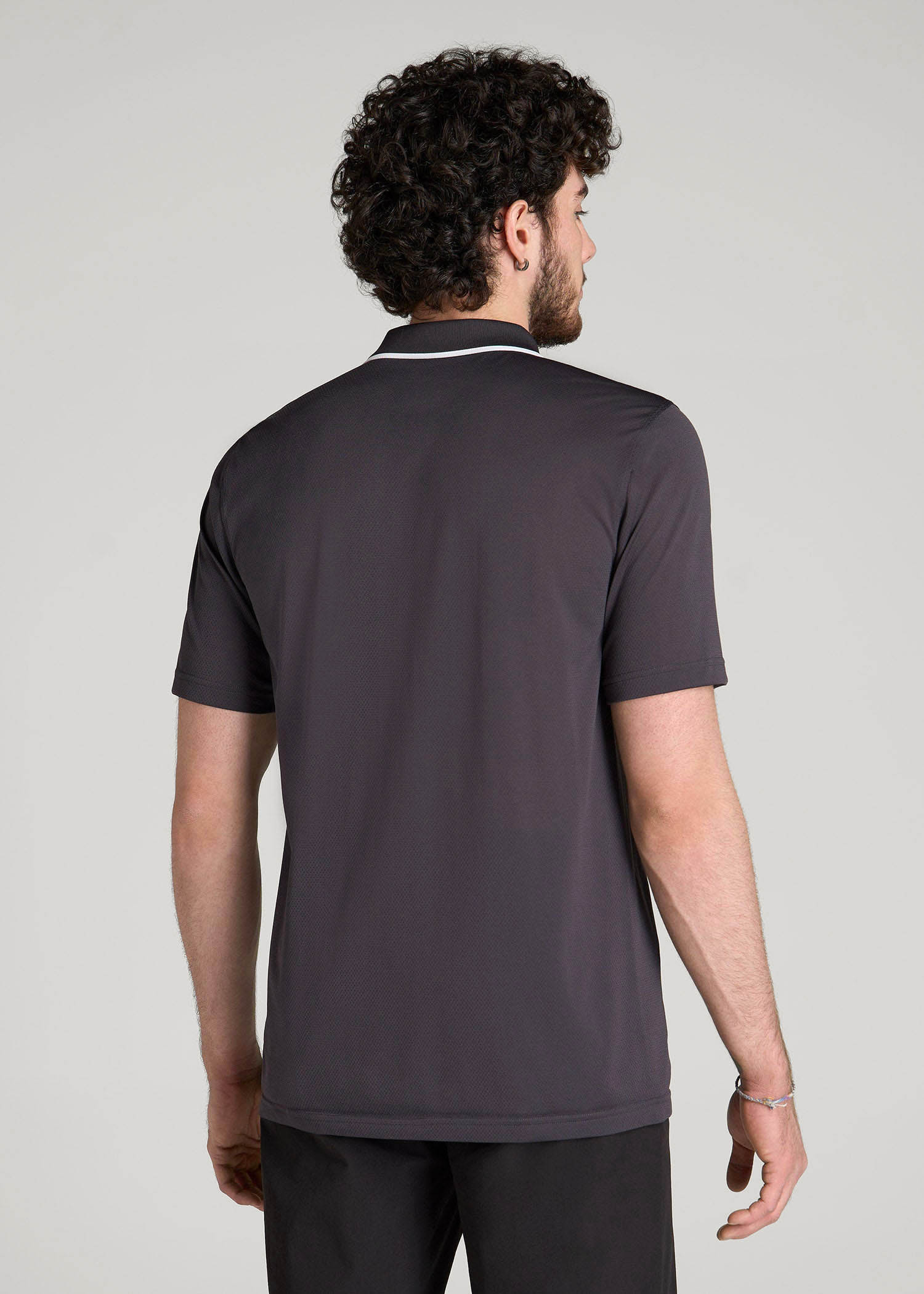American Tall Men A.T. Performance Tipped Golf Polo for Tall Men in Charcoal