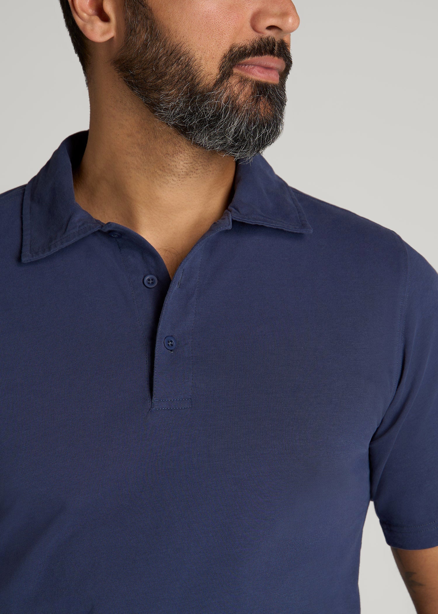 American Tall Men LJ&S Ultra Soft Short Sleeve Cotton Polo for Tall Men in Vintage Midnight Navy