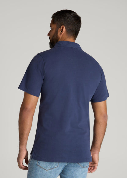 American Tall Men LJ&S Ultra Soft Short Sleeve Cotton Polo for Tall Men in Vintage Midnight Navy
