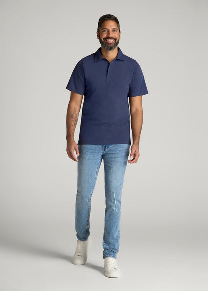 American Tall Men LJ&S Ultra Soft Short Sleeve Cotton Polo for Tall Men in Vintage Midnight Navy