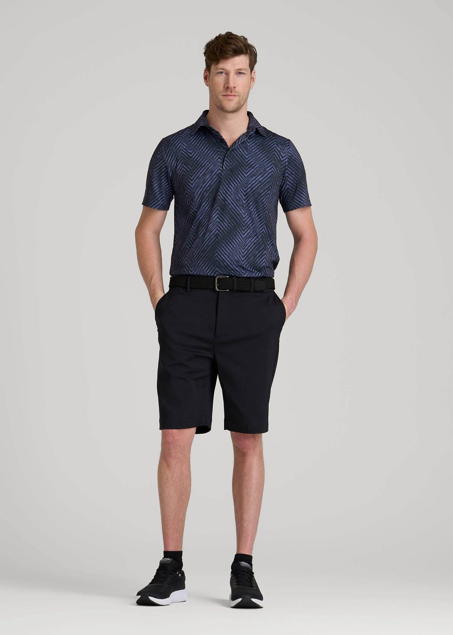 American Tall Men Golf Performance Polo Shirt for Tall Men in Future Dusk Chevron