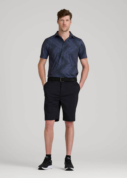 American Tall Men Golf Performance Polo Shirt for Tall Men in Future Dusk Chevron