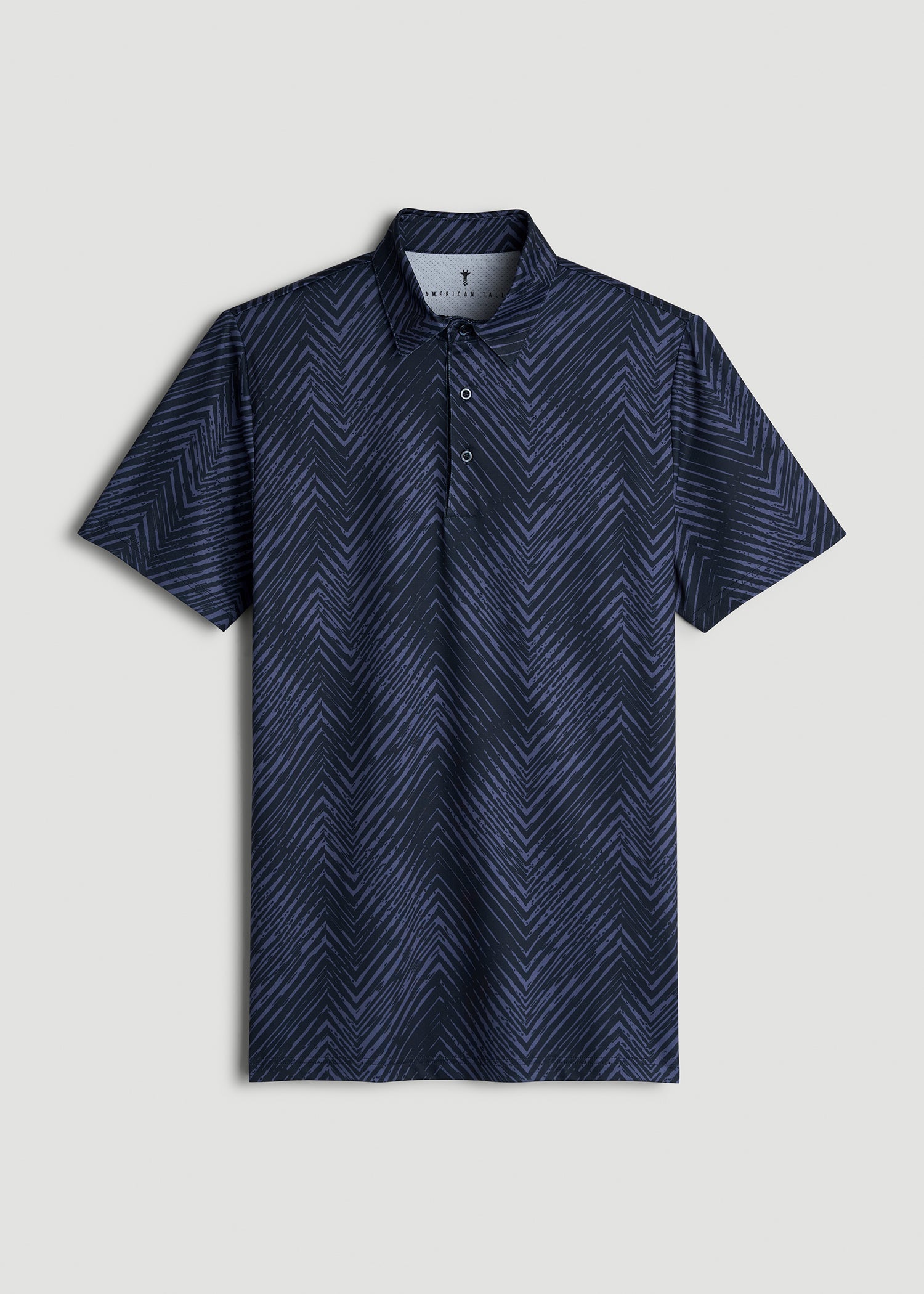 American Tall Men Golf Performance Polo Shirt for Tall Men in Future Dusk Chevron