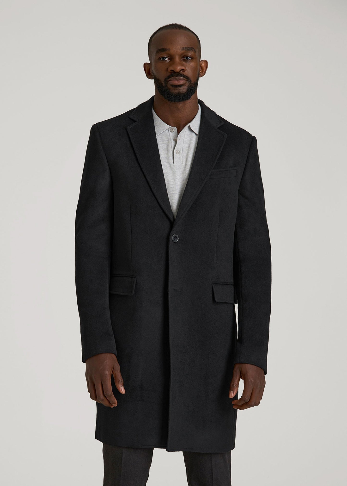 American Tall Men Wool Coat for Tall Men in Black
