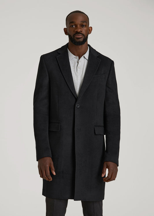 American Tall Men Wool Coat for Tall Men in Black