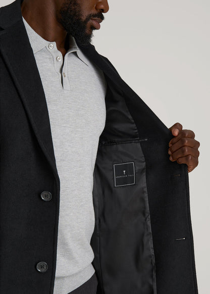 American Tall Men Wool Coat for Tall Men in Black