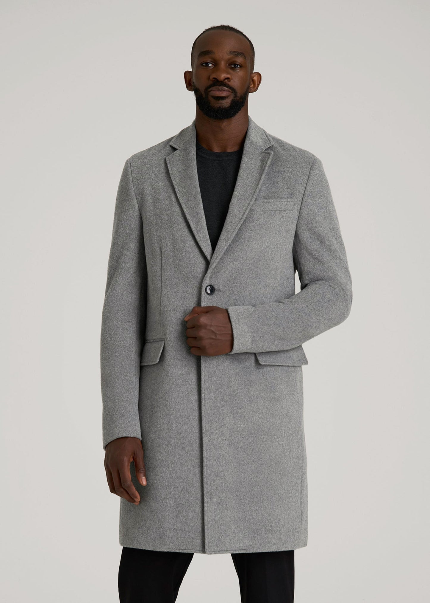 American Tall Men Wool Coat for Tall Men in Mid Grey Mix