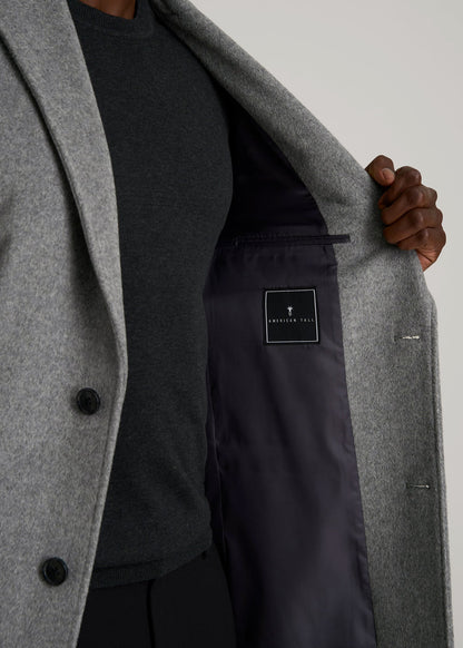 American Tall Men Wool Coat for Tall Men in Mid Grey Mix