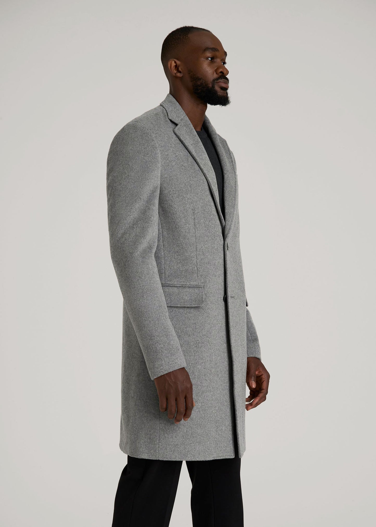 American Tall Men Wool Coat for Tall Men in Mid Grey Mix