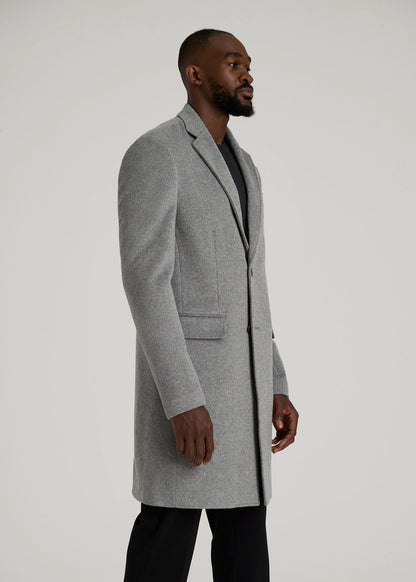 American Tall Men Wool Coat for Tall Men in Mid Grey Mix