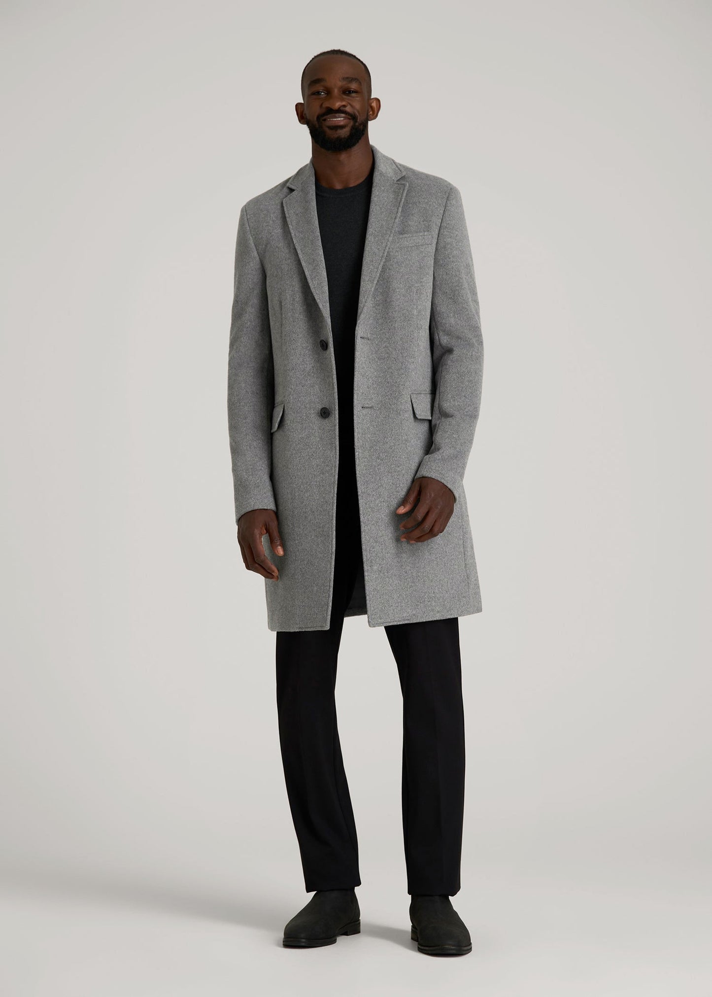 American Tall Men Wool Coat for Tall Men in Mid Grey Mix