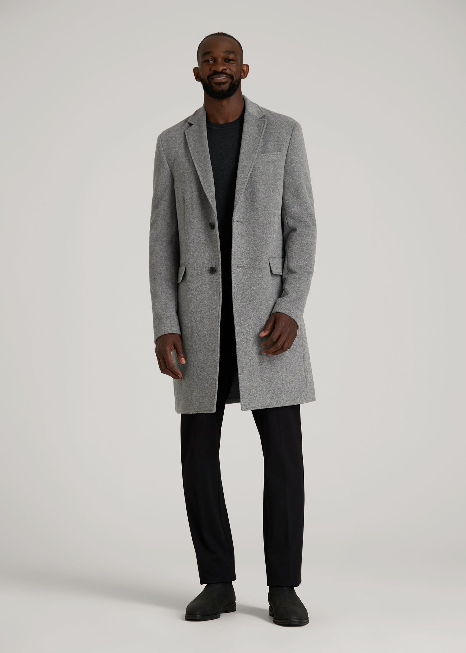 American Tall Men Wool Coat for Tall Men in Mid Grey Mix