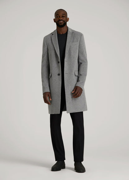 American Tall Men Wool Coat for Tall Men in Mid Grey Mix