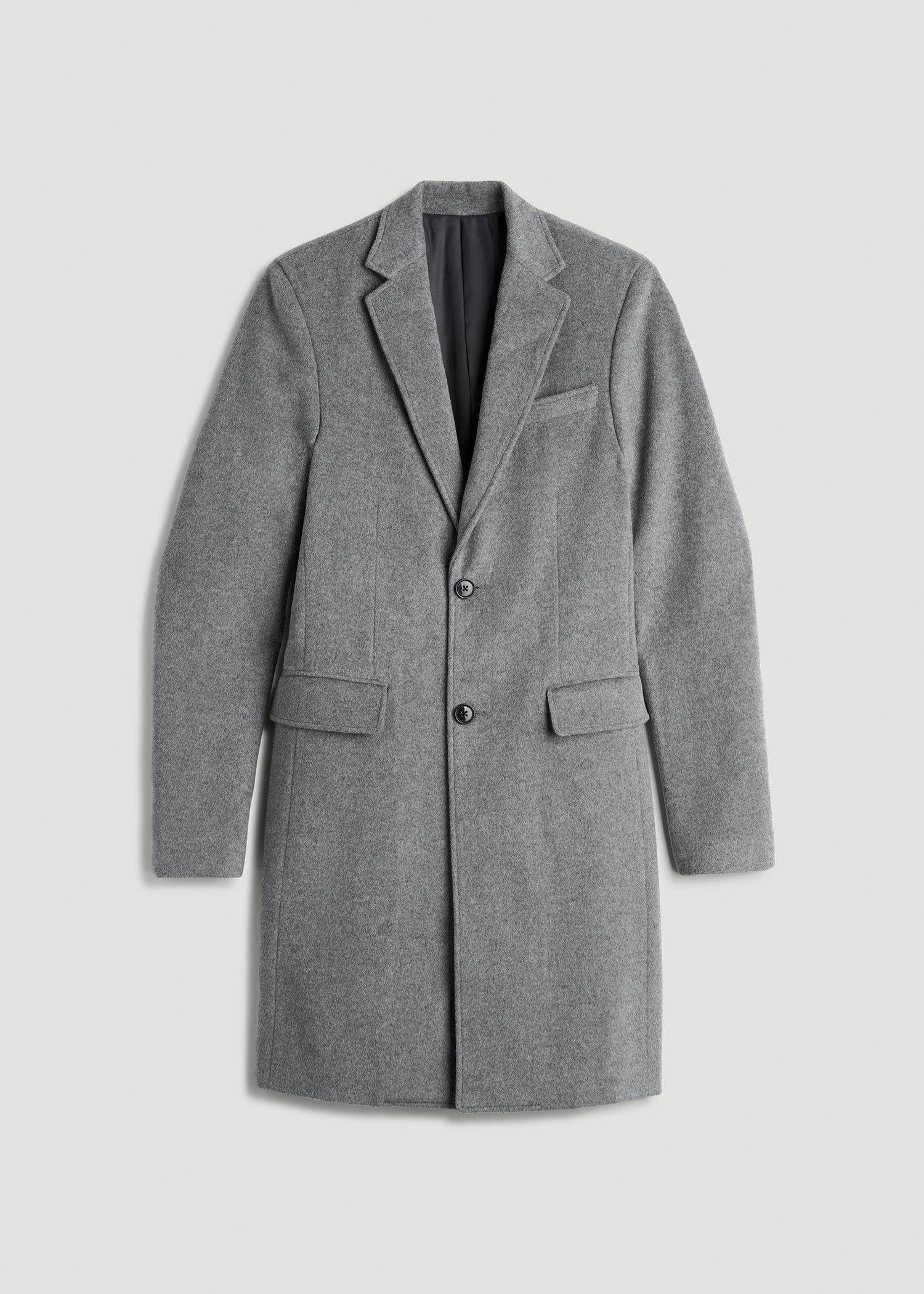American Tall Men Wool Coat for Tall Men in Mid Grey Mix