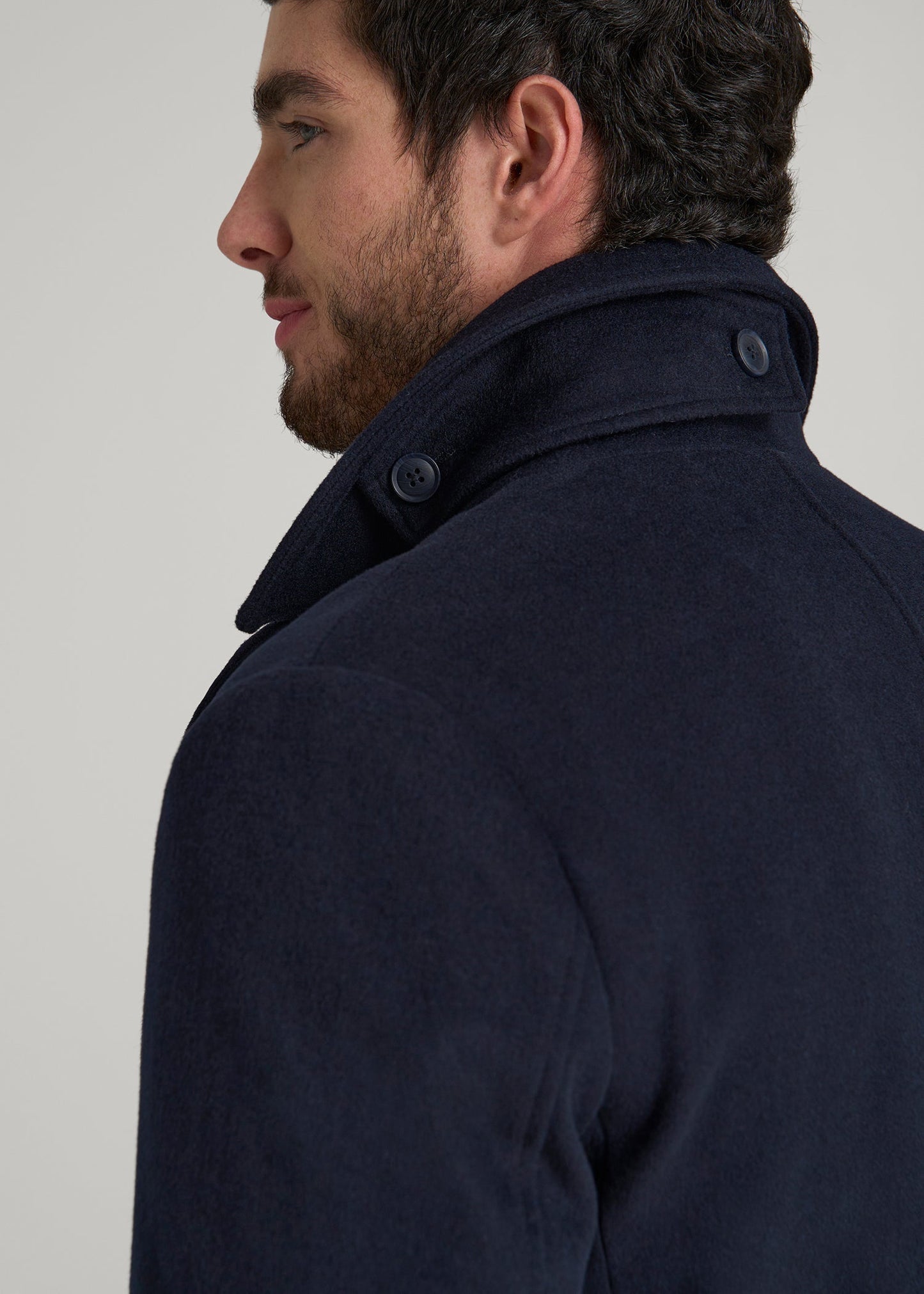 American Tall Men Double-Breasted Wool Peacoat for Tall Men in Deep Navy