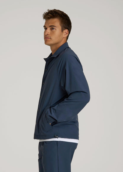 American Tall Men Flex Nylon Collared Jacket for Tall Men in Navy Blue