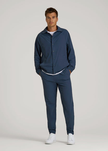 American Tall Men Flex Nylon Collared Jacket for Tall Men in Navy Blue